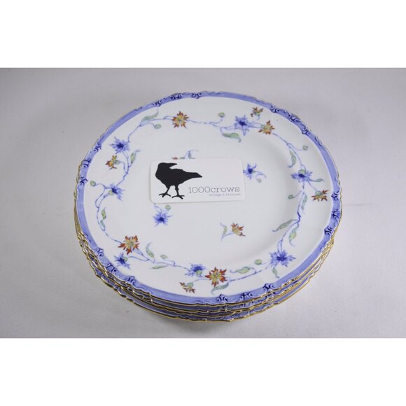 Vintage SET of 4 Royal Crown Derby classic dinner plates, 1921 - 1940 white blue - Picture 5 of 10